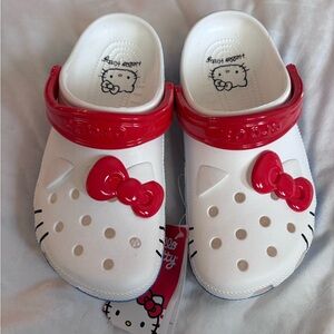 CROCS Red and White Hello Kitty Slippers